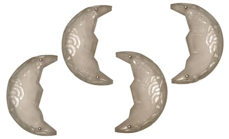 Muller Frères Cameo Glass Moon-Form Wall Plaques