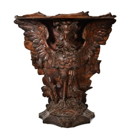 A Fine Black Forest Carved Wood Console Table with Phoenix