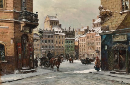 Wladyslaw T. Chmielinski (Polish, 1911-1979), Town Square in the Winter