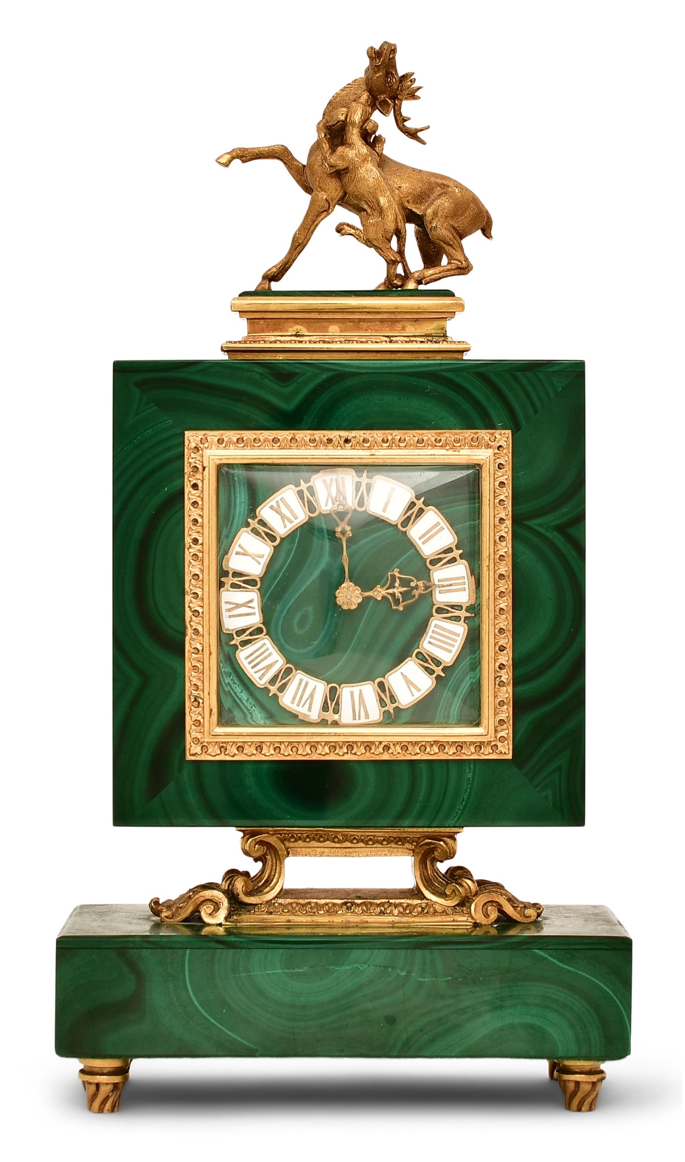 A Gilt Bronze-Mounted Malachite Desk Clock (1 of 7)