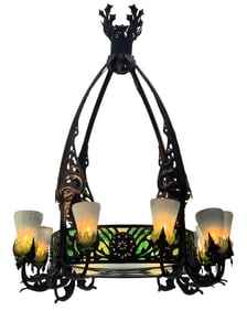Louis Majorelle (1859-1926), An Important Art Nouveau "Thistle" Chandelier