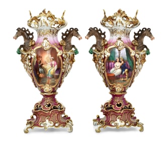Pair of French Old Paris Porcelain Figural Vases