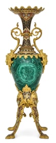 A Fine French Gilt Bronze, Champlevé & Malachite Vase