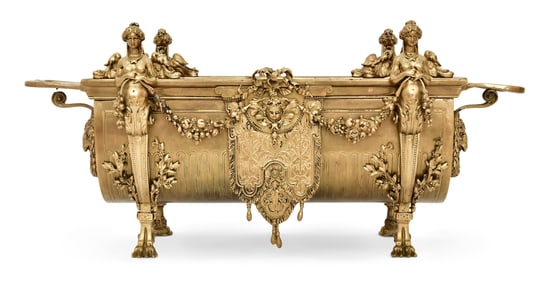 A Large French Gilt Bronze Figural Planter