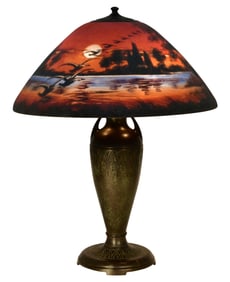 Moe Bridges Co. "Geese In Flight" Table Lamp