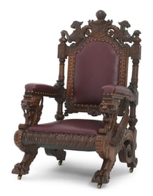 Renaissance Revival Armchair with Winged Griffins