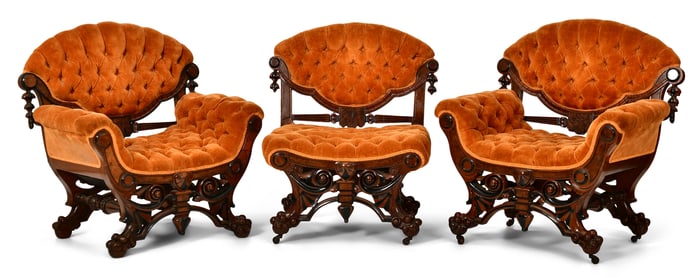 Allen & Brother (Philadelphia, 1847-1902), Set of Three Renaissance Revival Chairs
