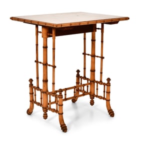 American Faux Bamboo & Birdseye Maple Occasional Table