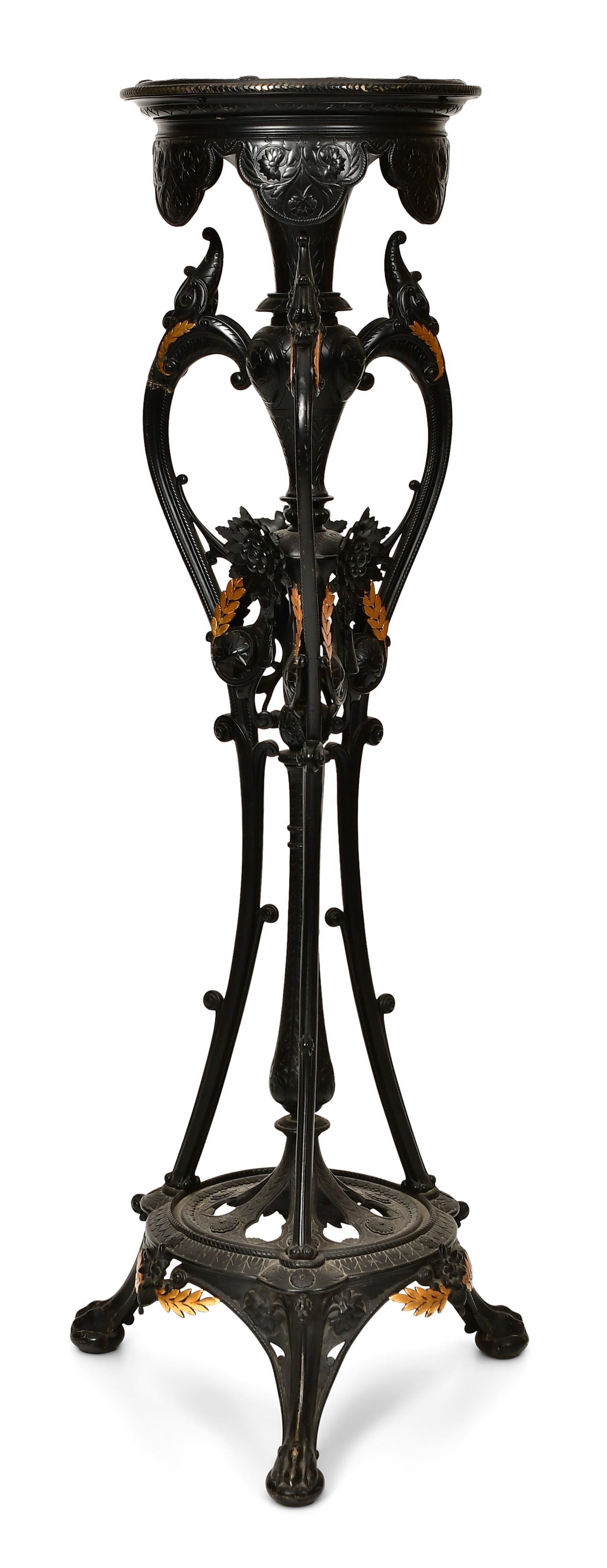 American Aesthetic Movement Parcel-Gilt & Ebonized Bronze Pedestal (1 of 5)