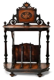 American Renaissance Revival Inlaid & Ebonized Rosewood Music Stand