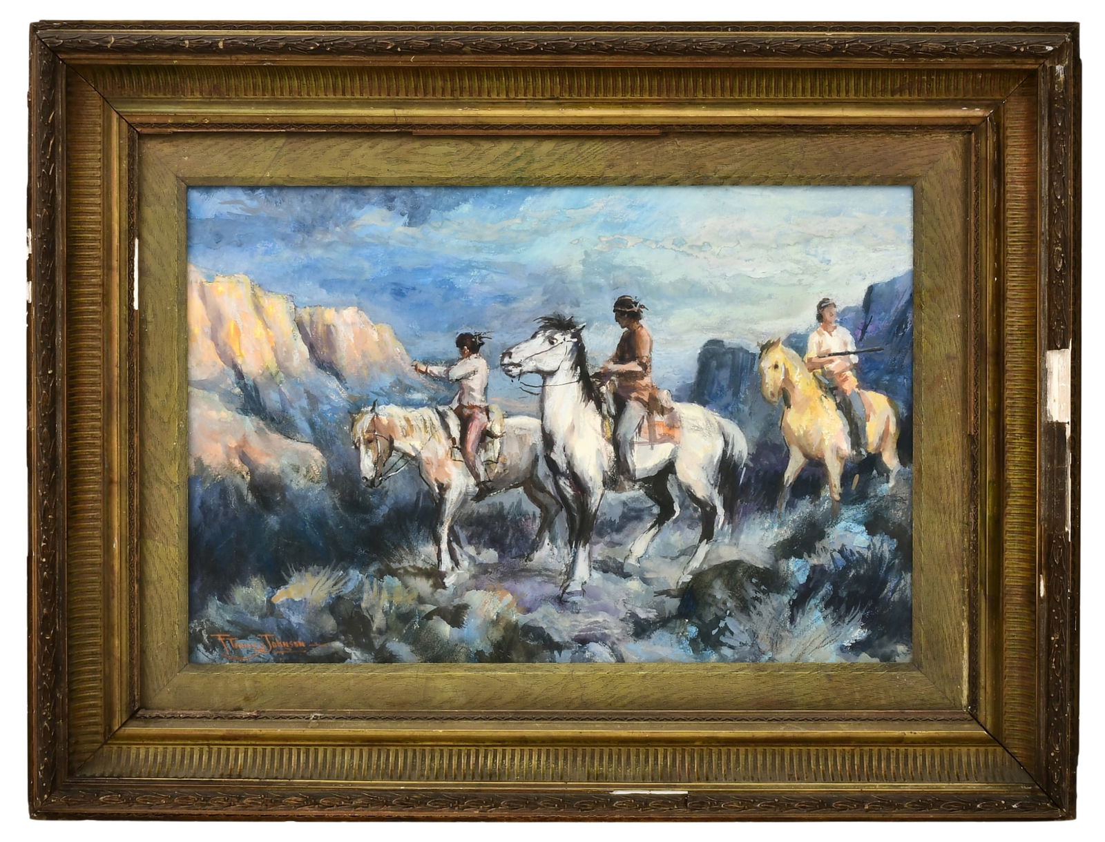 Frank Tenney Johnson (American, 1874-1939), Western Scene with Figures on Horseback (1 of 3)