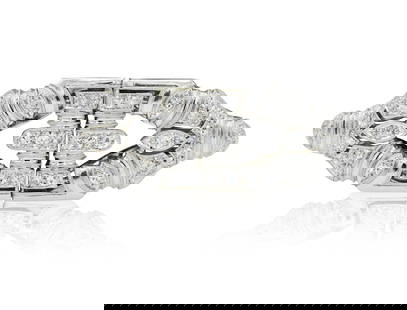 Palladium, 14K White Gold & Diamond Duette Dress Clips Brooch: Palladium, 14K White Gold & Diamond Duette Dress Clips Brooch• set with single cut diamonds weighing a total of 0.79 carats• 1 11/16 inches (brooch length)• 13/16 inches (dress cl