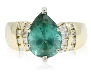 14K Yellow Gold, Tourmaline & Diamond Ring