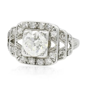 Platinum & 1.37 Carat Diamond Art Deco Ring