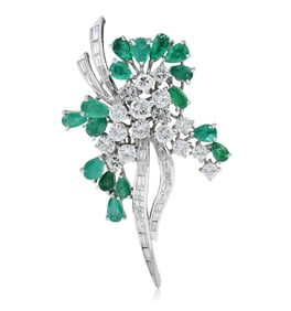 Platinum, Diamond & Emerald Brooch/Pendant