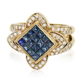 14K Yellow Gold, Diamond & Sapphire Ring