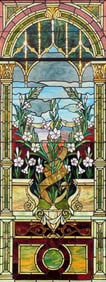 A Large American Leaded Glass Scenic Window