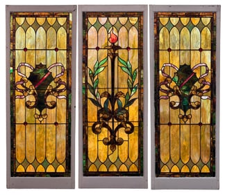 Three American Leaded Glass Windows