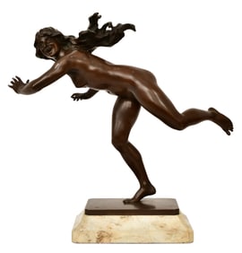 French Patinated Bronze Sculpture of a Nude Woman