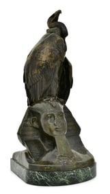 Auguste Nicholas Cain (French, 1821-1894), Bronze Sculpture of a Vulture & Sphinx