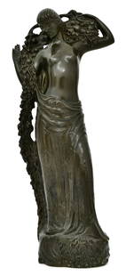 Gustave Gillot (French, 1888-1965), Art Deco Sculpture of a Woman: Gustave Gillot(French, 1888-1965)Art Deco Sculpture of a Womanpatinated bronzesigned "G. Gillot" and marked "Edition Pomone"20 1/2 x 9 x 5 inches