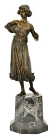 French Patinated Bronze Sculpture of Cleopatra with Snake