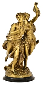 Auguste Joseph Peiffer (French, 1832-1886), Bronze Grouping of Two Women and Fish