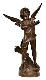 Auguste Moreau (French, 1834-1917), Bronze Sculpture of Cupid