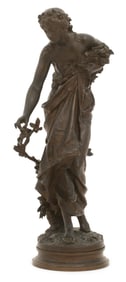 Adrien Etienne Gaudez (French, 1845-1902), Bronze Sculpture of a Woman
