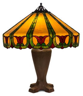 Handel "Tulip" Table Lamp: Handel Company(Connecticut/New York, 1885-1936)"Tulip" Table Lampcirca 1910leaded glass, patinated metal27 1/2 in. high, 23 in. diameter (shade)