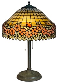 Unique Art Glass & Metal Co. Butterfly & Floral Table Lamp