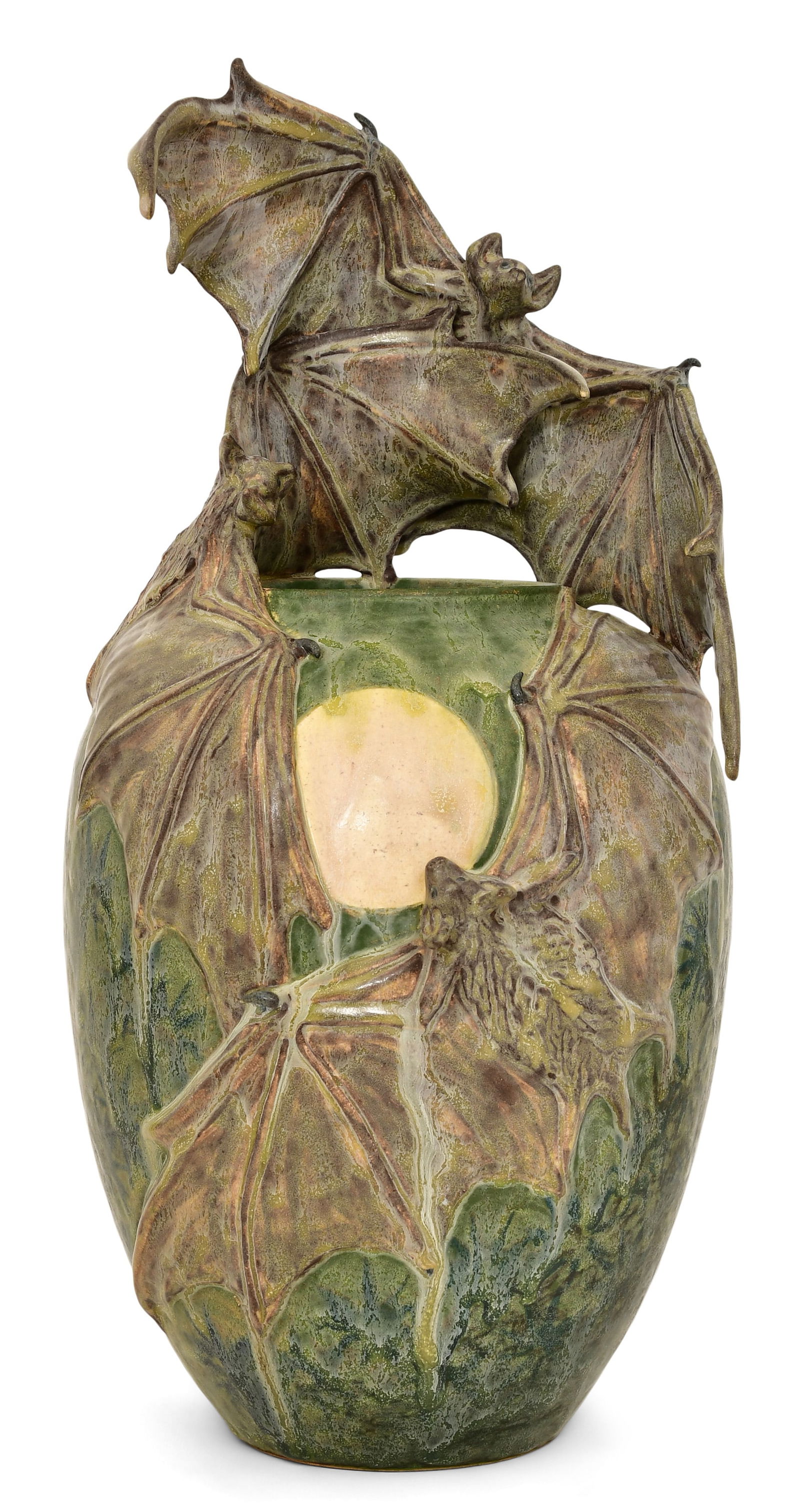 Richard Freiwald Art Pottery Bat Vase: Richard Freiwald Art Pottery Bat Vase20th centurymarked to the underside18 1/2 in. high