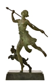 Joe Descomps (French, 1869-1950), Sculpture of a Dancer with Goat