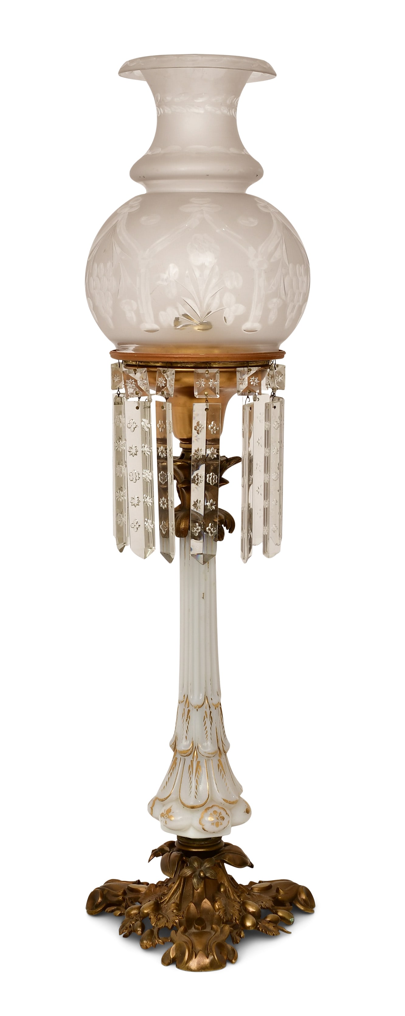 American Gilt Bronze & Glass Solar Lamp (1 of 4)