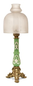 Palmer & Co. Patent Opaline Glass & Gilt Bronze Lamp with Shade
