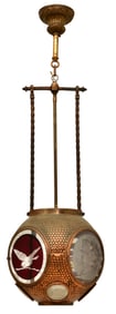 American Aesthetic Movement Brass & Glass Ceiling Light