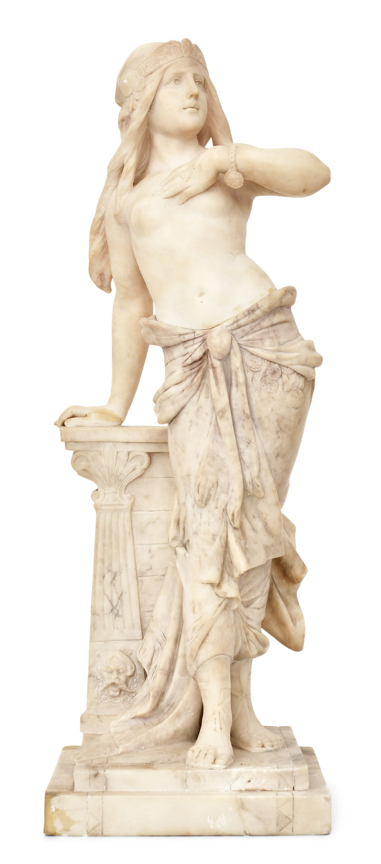 Italian Marble Sculpture of a Woman: Italian Marble Sculpture of a Womanlate 19th/early 20th centurysigned "A. Cyprien"31 1/2 x 11 x 10 1/2 inchesProvenance: Private Collection, Florida