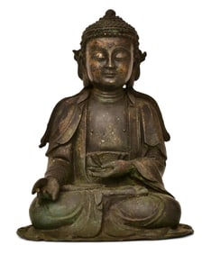 Chinese Ming Dynasty Lacquered Bronze Figure of Buddha