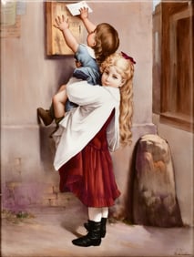 Royal Vienna Porcelain Plaque, "La Boite aux Lettres"
