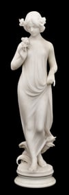 Attr. Carlo Pittaluga (Italian, 19th/20th Century), Nymph of the Fields Marble Sculpture