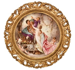 German Porcelain Plaque of "Tannhäuser and Venus," After the Painting by Otto Knille (German,