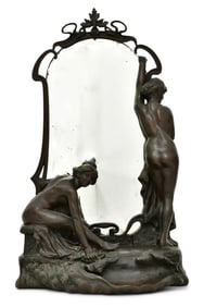 Tommaso Gentile (Italian, 1853-1905), Art Nouveau Bronze Figural Mirror
