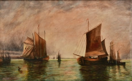 James Gale Tyler (American, 1855-1931), Sailboats in a Harbor