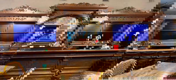 A Monumental American Carved Oak Backbar & Bar*