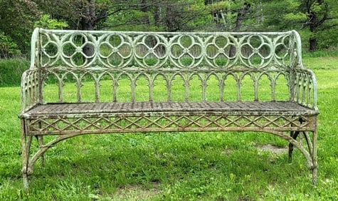 American Gothic Revival Cast Iron Bench