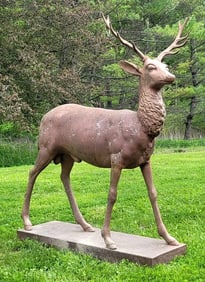 Attr. J.W. Fiske & Co. (1870-1893), Cast Iron Life-Size Figure of a Stag