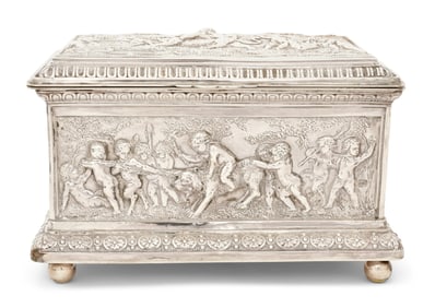 Continental Sterling Silver Repoussé Jewelry Box