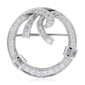 10K White Gold & 2.66 Carat Diamond Brooch/Pendant