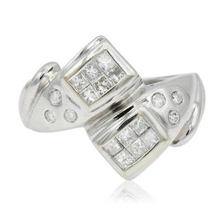 14K White Gold & 0.80 Carat Diamond Ring: 14K White Gold & 0.80 Carat Diamond Ring • set with princess cut and round brilliant diamonds weighing a total of 0.80 carats • 8 (ring size) • 4.0 dwt (total weight) 