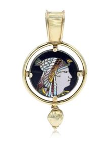 12K Yellow Gold Egyptian Mosaic Pendant